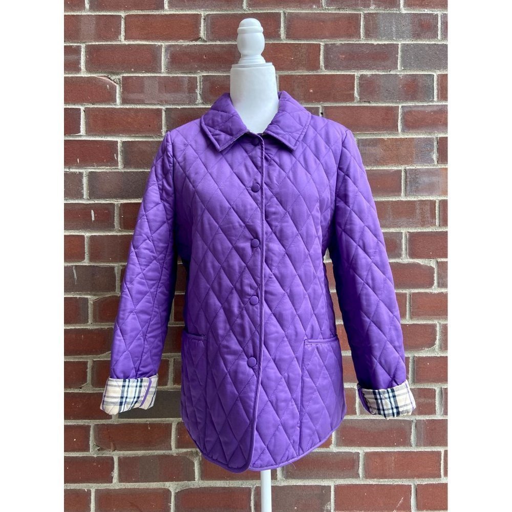 VINTAGE Purple Puffer Jacket with Checkered Lining